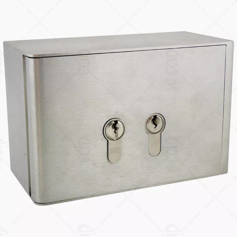 Coffre à clé inox renforcé pour 2 canons 10/30