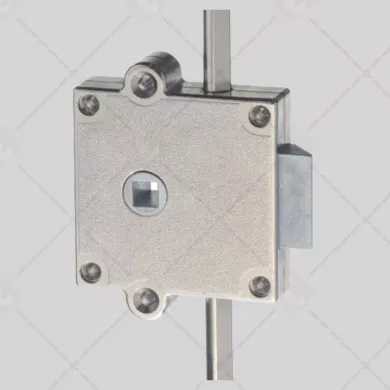 Serrure de meuble 3pts carré de 7 pêne 1/2 tour + crochets