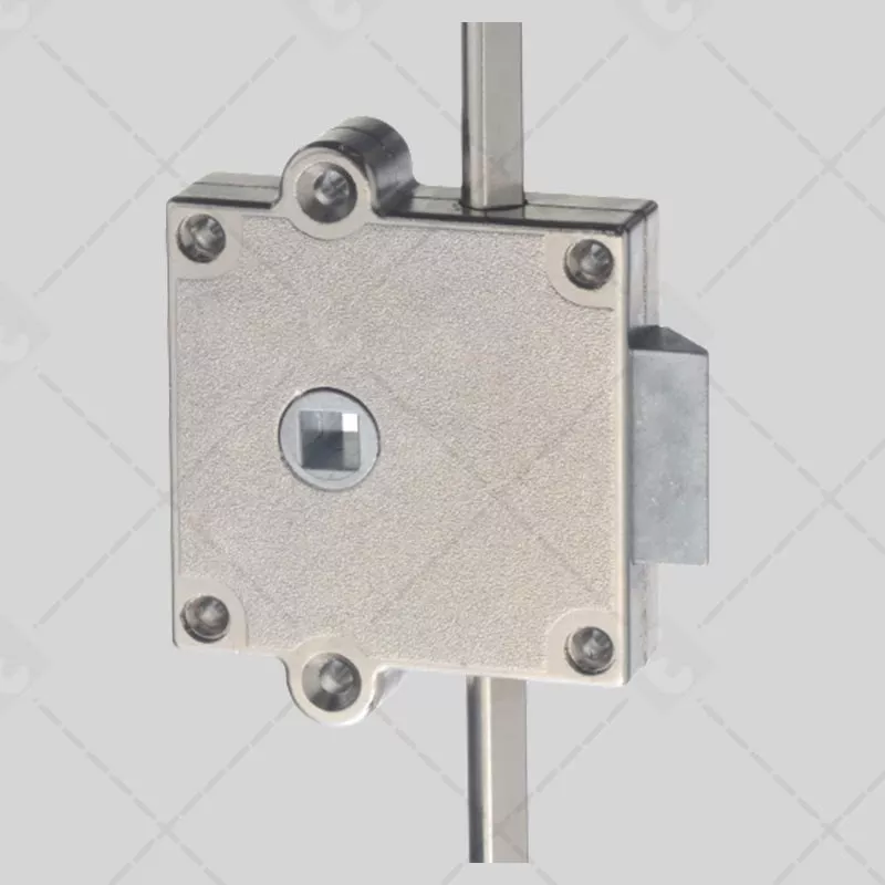 Serrure de meuble 3pts carré de 7 pêne 1/2 tour + crochets