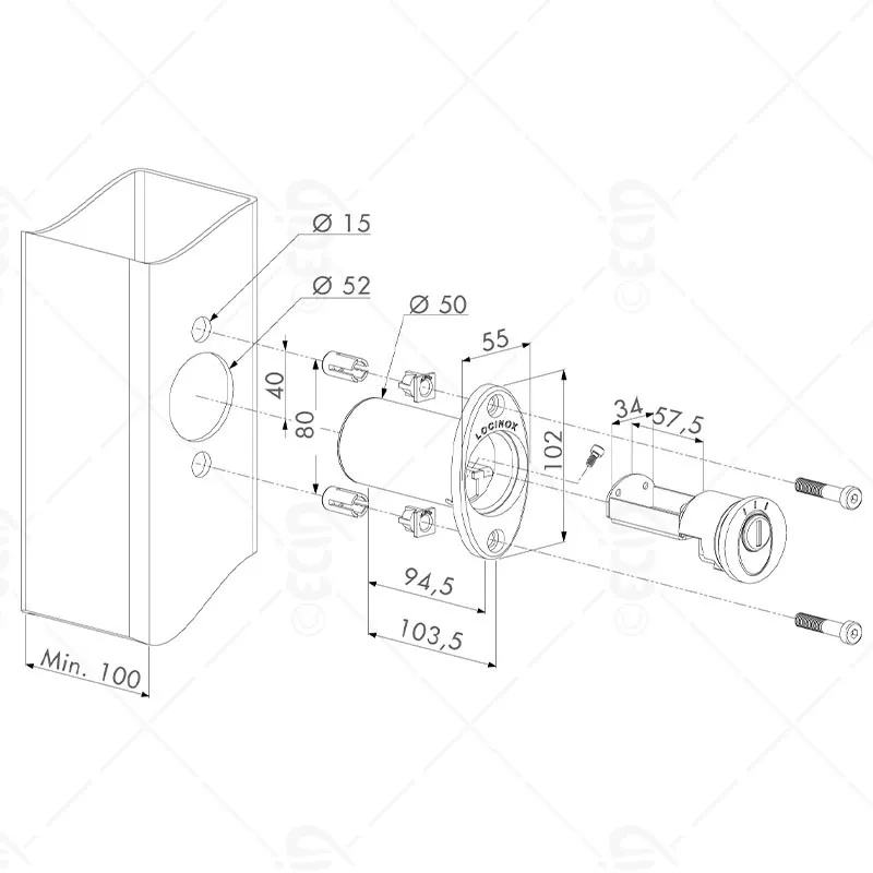 Coffre à clé pour poteau de portail